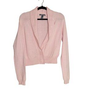 Hillard Hanson Casual Women's L Wool Blend Button Up Cardigan Coquette Baby Pink